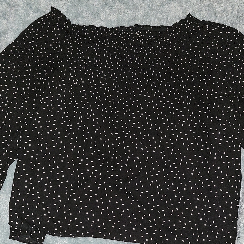 Max Studio Black and White Polka Dot Blouse